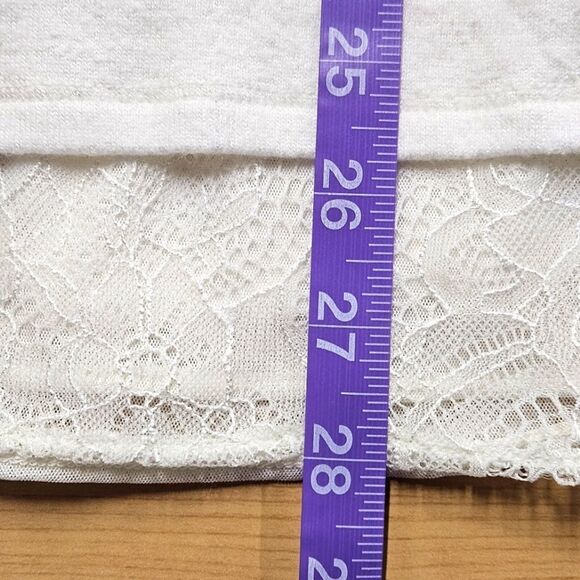 White House Black Market Split Back with Lace Long Creamy White Sweater - Picture 12 of 13